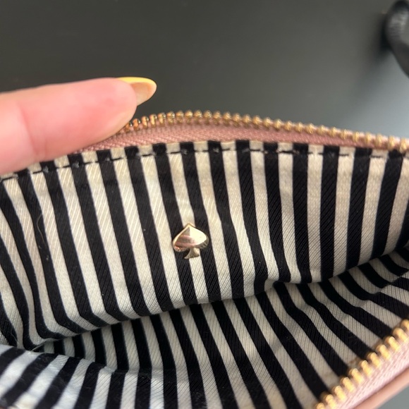 Kate Spade Pebbled Leather Pink Black Wristlet Clutch Coin Purse - Picture 10 of 14